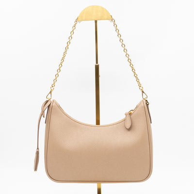 Re-Edition 2005 Cameo Beige Saffiano Leather