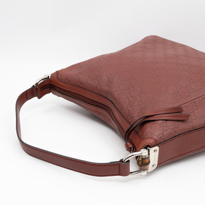 Bamboo D-Ring Hobo Large Burgundy Guccissima Leather