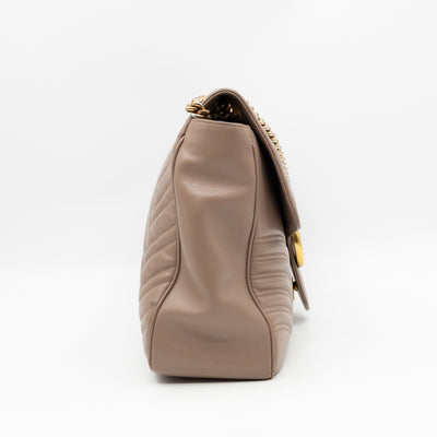 GG Marmont Large Flap Shoulder Bag Beige Leather