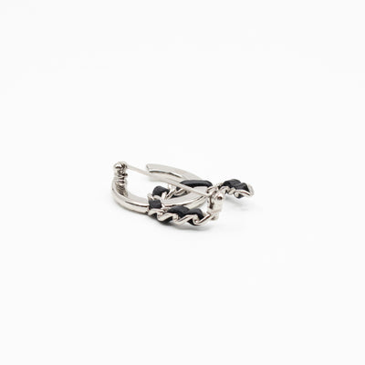 CC Crystal & Leather Silver-tone Brooch