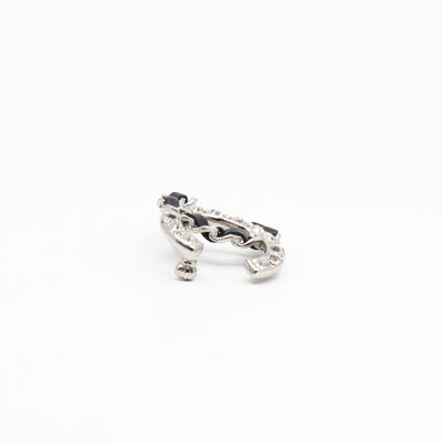 CC Crystal & Leather Silver-tone Brooch