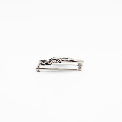 CC Crystal & Leather Silver-tone Brooch