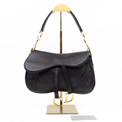 Double Saddle Bag Dark Brown Leather