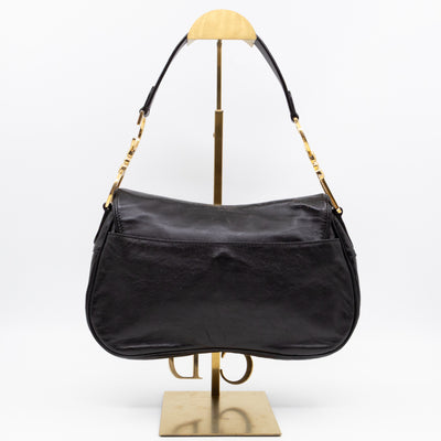 Double Saddle Bag Dark Brown Leather