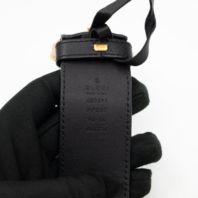 GG Marmont Wide Black Leather Belt 90/36
