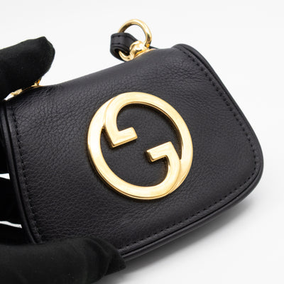Blondie Card Case On Strap Black Leather