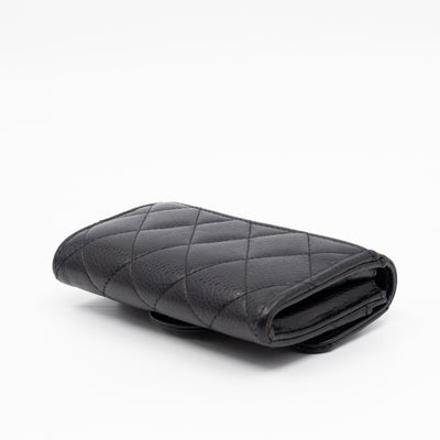 Classic Flap Card Wallet Black Caviar Leather