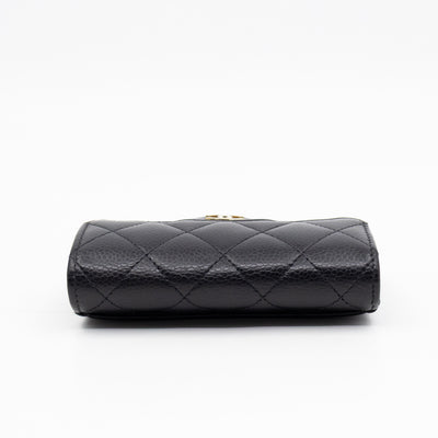 Classic Flap Card Wallet Black Caviar Leather
