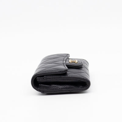 Classic Flap Card Wallet Black Caviar Leather