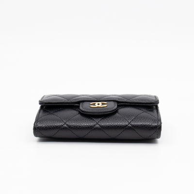 Classic Flap Card Wallet Black Caviar Leather