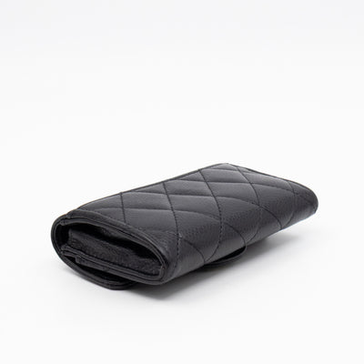 Classic Flap Card Wallet Black Caviar Leather