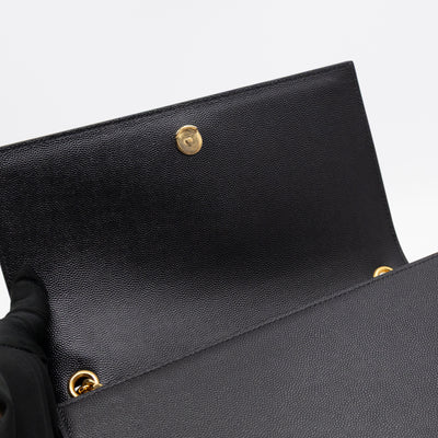 Kate Medium Black Grained Leather Gold