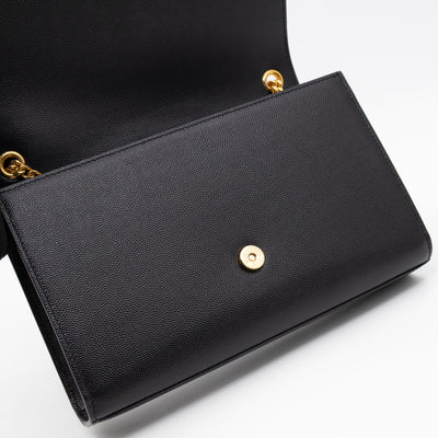 Kate Medium Black Grained Leather Gold