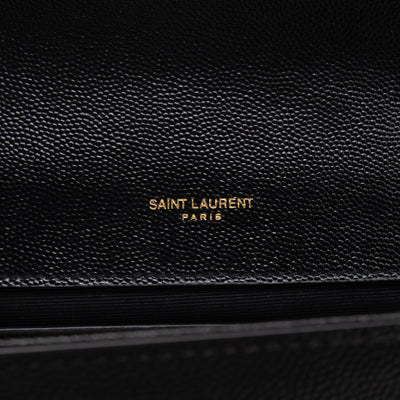 Kate Medium Black Grained Leather Gold