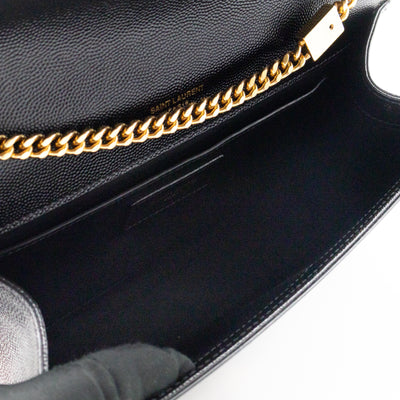 Kate Medium Black Grained Leather Gold