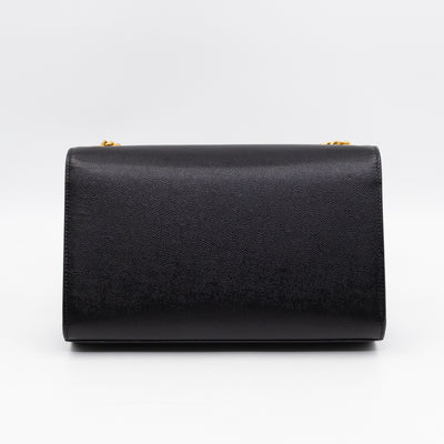 Kate Medium Black Grained Leather Gold