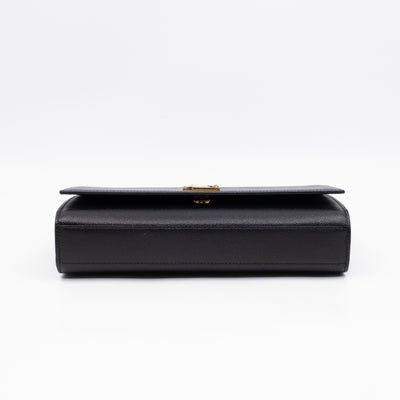 Kate Medium Black Grained Leather Gold