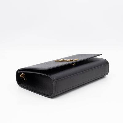 Kate Medium Black Grained Leather Gold