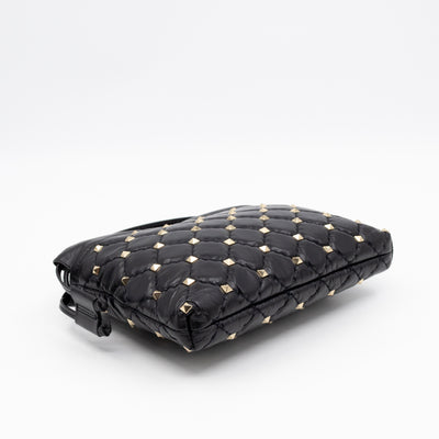 Rockstud Spike Pouch Black Embellished Leather