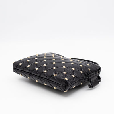 Rockstud Spike Pouch Black Embellished Leather