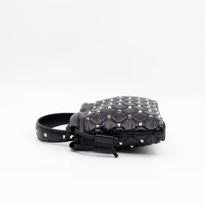 Rockstud Spike Pouch Black Embellished Leather