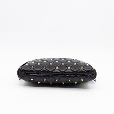 Rockstud Spike Pouch Black Embellished Leather