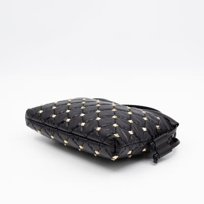Rockstud Spike Pouch Black Embellished Leather
