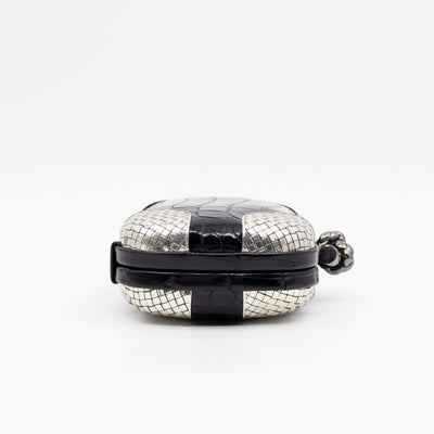 Knot Clutch Black Alligator Leather & Silver