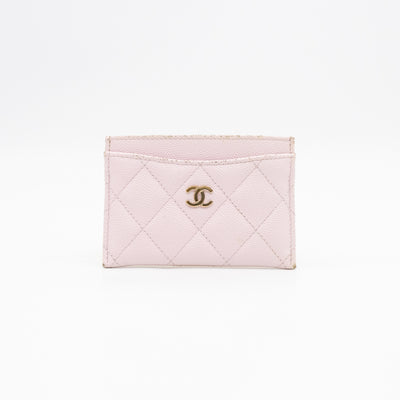 Classic Card Holder Light Pink Caviar Gold