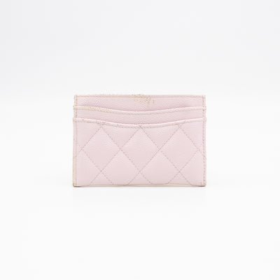 Classic Card Holder Light Pink Caviar Gold