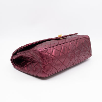 2.55 Reissue 227 Double Flap Bag Burgundy Metallic Leather