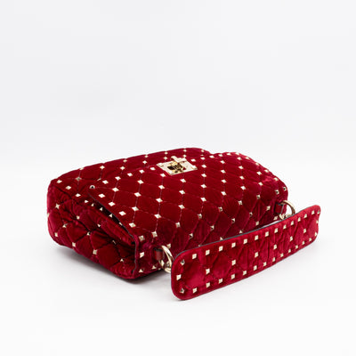 Rockstud Spike Medium Shoulder Bag Red Velvet