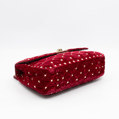 Rockstud Spike Medium Shoulder Bag Red Velvet
