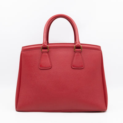 Parabole Shopping Tote Red Saffiano Leather