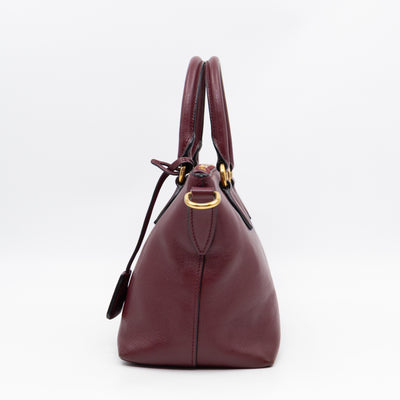 Canapa Two-way Tote Bag Burgundy Logo Embossed Leather