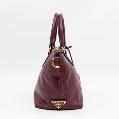 Canapa Two-way Tote Bag Burgundy Logo Embossed Leather
