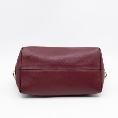 Canapa Two-way Tote Bag Burgundy Logo Embossed Leather