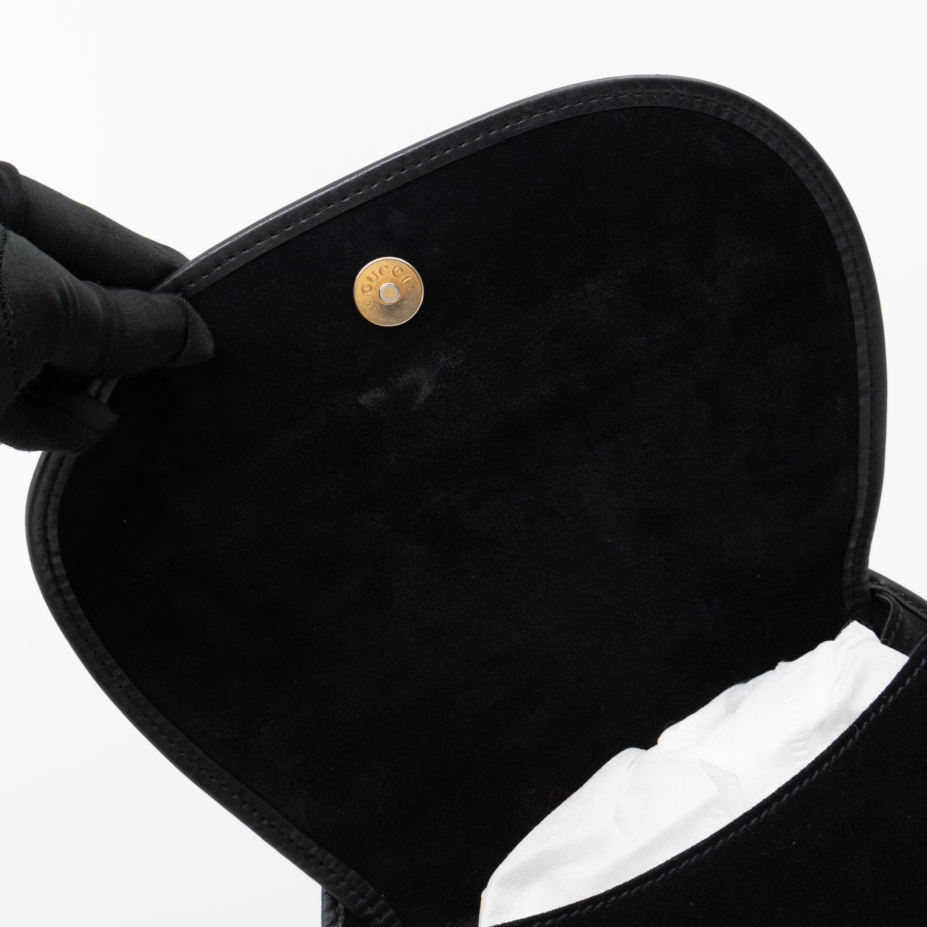 Vintage Horsebit Sling Bag Black Suede