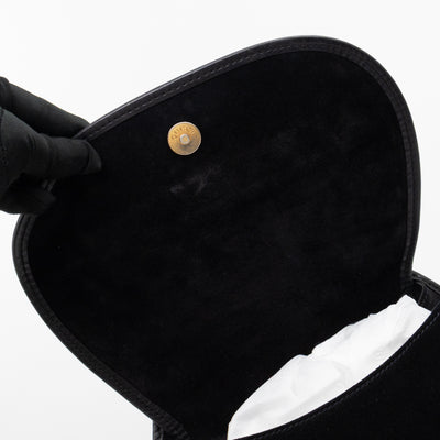Vintage Horsebit Sling Bag Black Suede