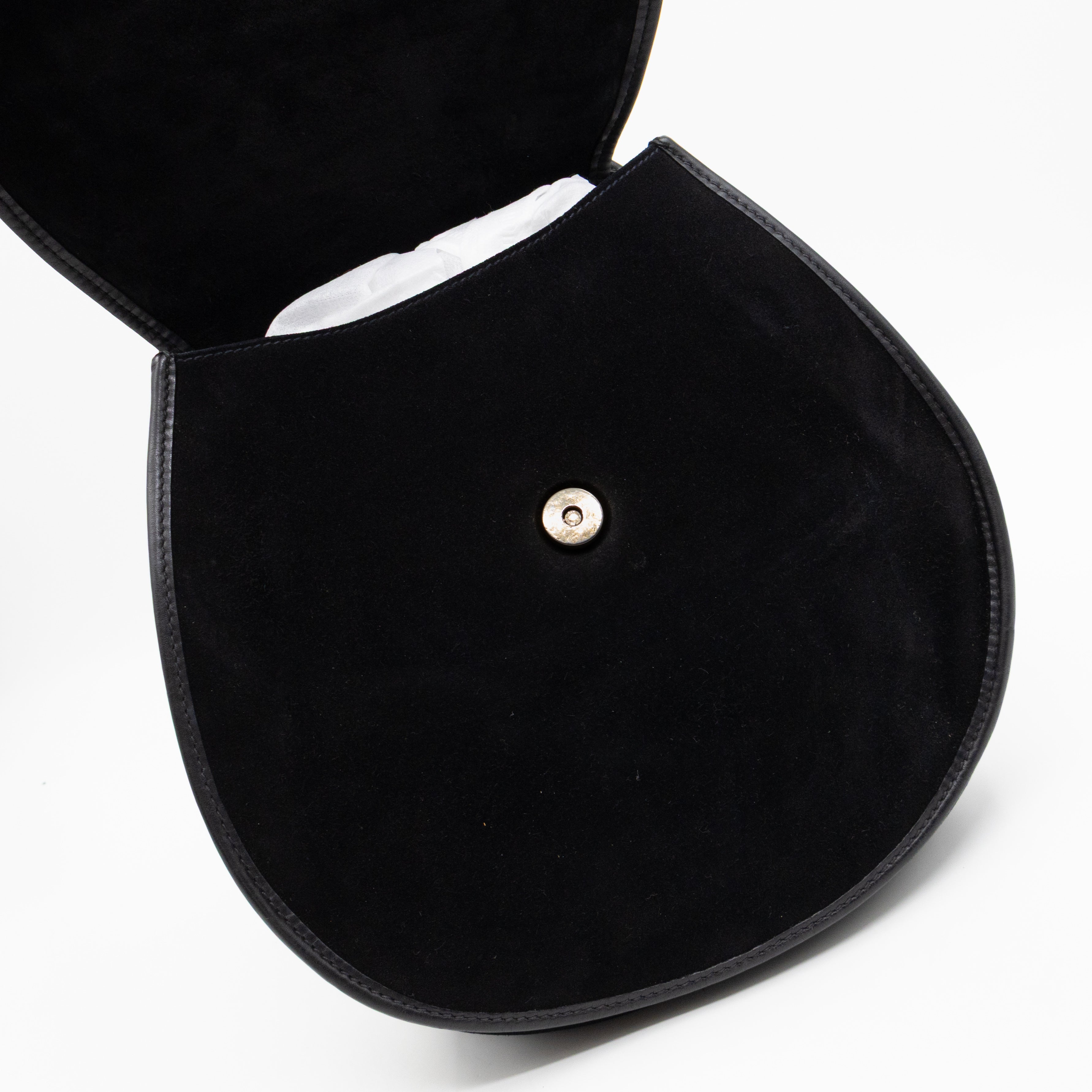 Vintage Horsebit Sling Bag Black Suede