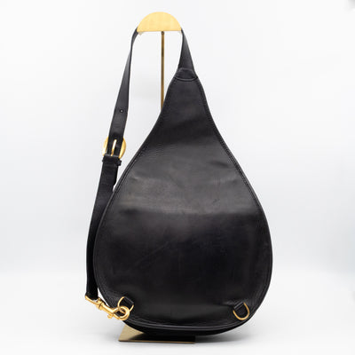Vintage Horsebit Sling Bag Black Suede