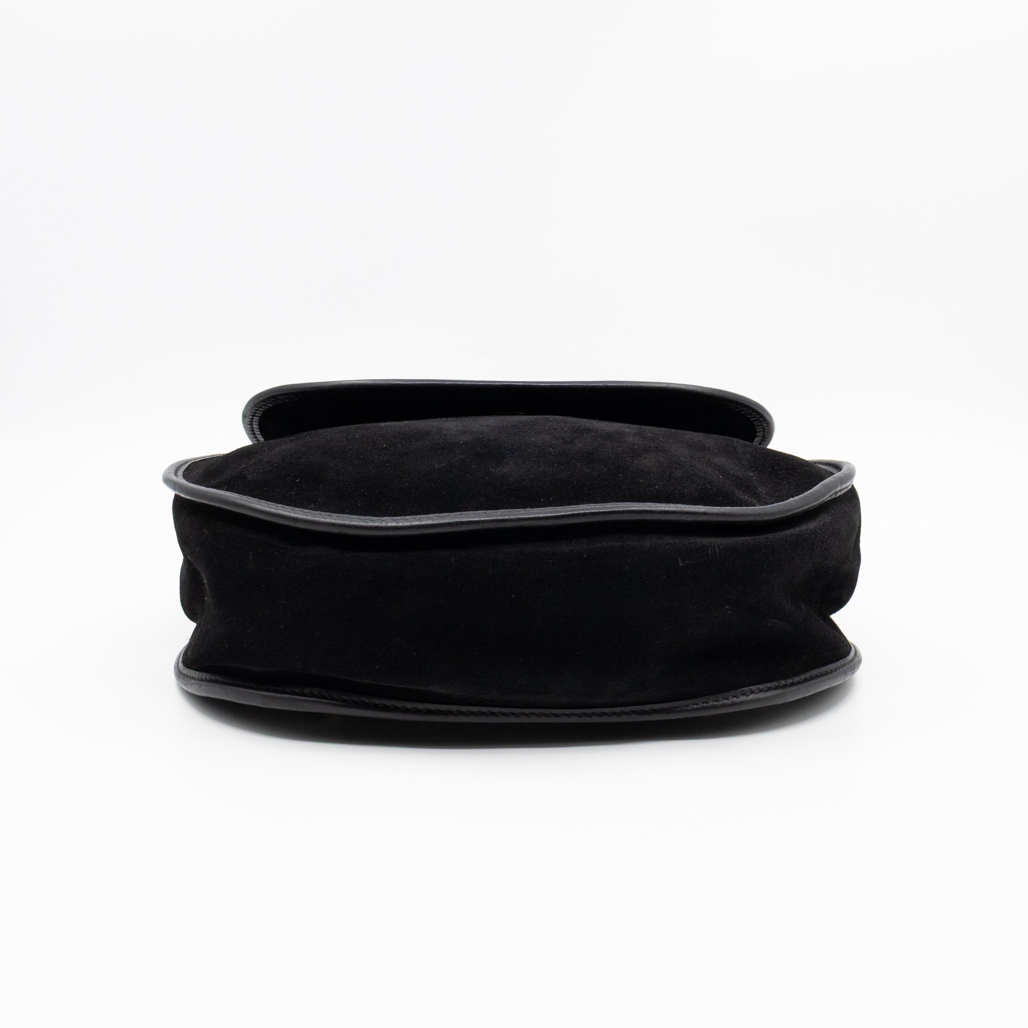 Vintage Horsebit Sling Bag Black Suede