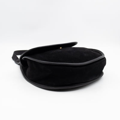 Vintage Horsebit Sling Bag Black Suede