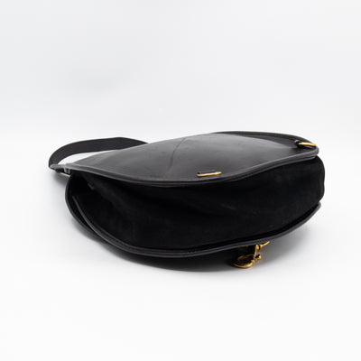 Vintage Horsebit Sling Bag Black Suede