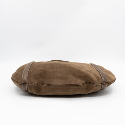 Interlocking G Britt Hobo Bag Brown Suede Leather