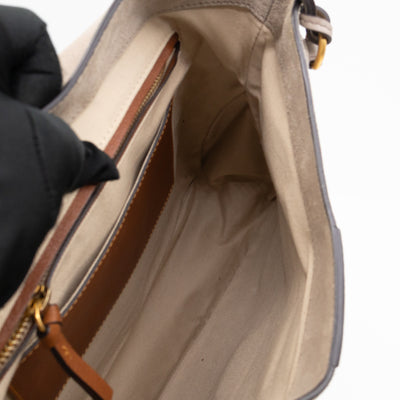 Lexa Medium Shoulder Bag Beige Suede Leather
