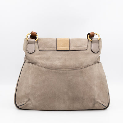 Lexa Medium Shoulder Bag Beige Suede Leather