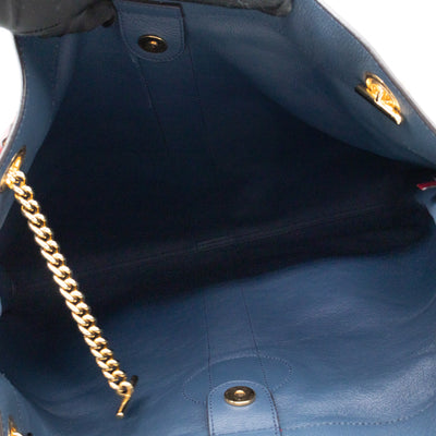Rajah Tote Large Bag Blue Suede