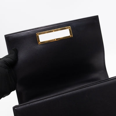 Domino Medium Shoulder Bag Black Smooth Leather