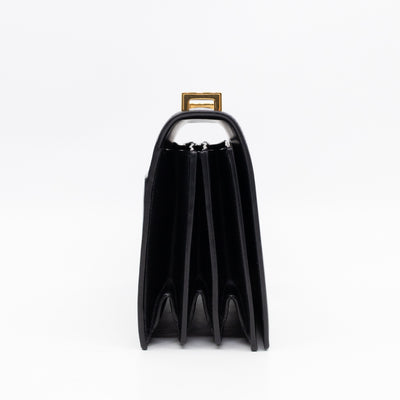 Domino Medium Shoulder Bag Black Smooth Leather